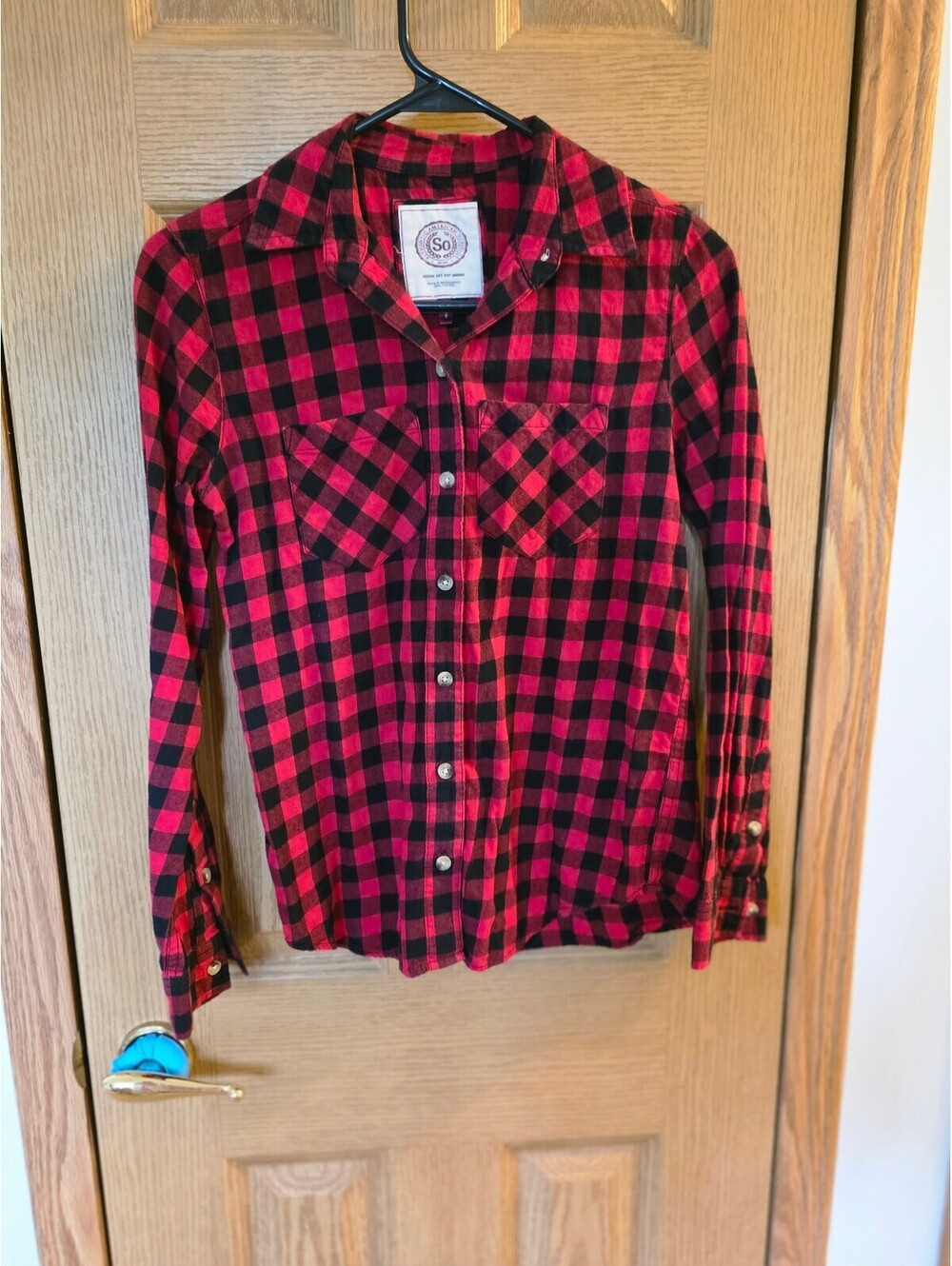 SO Authentic American Heritage Women’s Small Red Black Buffalo Plaid Shirt